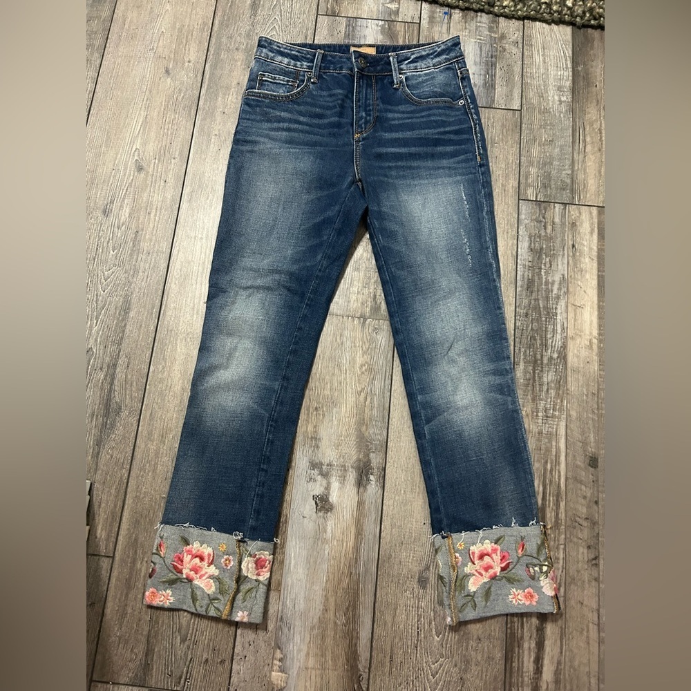 Driftwood Colette Straight Crop Jeans Highest Neptune floral Classic Fit